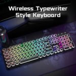 Redragon Typewriter Keyboard Wireless, Mechanical Gaming Keyboard, Bluetooth/2.4Ghz/Wired, RGB LED Backlit, Rechargeable, Blue Switch - Clicky, Solid Metal Panel, Round Keycaps, Black - Image 3