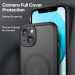 ImpactStrong Magnetic Guard Designed for iPhone 14 Case [Camera Protection] [Military Grade Drop Tested] [Compatible with MagSafe] Slim Translucent Matte Phone Case (6.1") - Black - Image 5