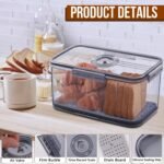 Bread Box Bread Boxes for Kitchen Counter Airtight, Time Recording Bread Storage Container with Lid, Bread Keeper for Homemade Bread, Toast, Bagel, Donut and Cookies, Grey - Image 4