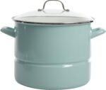 Kenmore Broadway 16-Quart Stock Pot With Steamer Insert and Lid, Glacier Blue, Large Stainless Steel Cookware for Boiling, Steaming, and Soups - Image 3