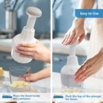 Food Chopper, Handheld Veggie Chopper for Vegetable, Onion, Garlic, Nut, Hand Vegetable Cutter, Dishwasher-safe, Stainless Steel Blade, White. - Image 4