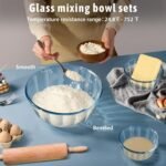 Freshmage Mixing Bowls with Airtight Lids Sets, 5 Packs Thick Glass Nesting Bowls for Kitchen Baking, Meal Prepping, Bpa Free, Dishwasher Safe, 0.5/0.8/1.6/2.7/4.4 Qt - Image 3