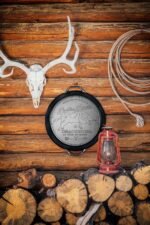 Lodge Pre-Seasoned Yellowstone Stamped Cast Iron Cookware - Signature Teardrop Handle - Use in the Oven, on the Stove, on the Grill, or Over a Campfire - 17 Inch Logo Skillet - Image 3