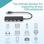 USB Hub, USB Splitter,USB 4-Port Adapter,Extender for Laptop, PC, MacBook, Mac Pro, Mac mini, iMac, Surface Pro and More (Black-USB 2.0/0.3m) - Image 5