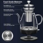 Topwit Electric Kettle Glass, For Hot Water, Tea and Coffee Dual Purpose Design, BPA-Free, 1L Pour Over Removable Stainless Steel Infuser, Auto-shut Off & Boil-dry Protect - Image 3