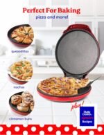 Betty Crocker Pizza Maker Plus, 12" Indoor Electric Grill, Nonstick Griddle Pan for Pizzas, Quesadillas, Tortillas, Nachos and more, 12" Electric Griddle for Delicious Meals and Snacks, Red - Image 3