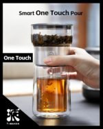 ZENS Modern Glass Tea Infuser Teapot, Smart One Touch Tea Maker for Loose Tea Diffusers with Insulated Mug and Portable Tea Kits, Cool Gongfu Tea Pot for Black Tea Lover Gifts - Image 3