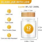 AISIPRIN Spice Jars with Label,12 Pcs 8oz Glass Jars with Bamboo Lids,Spice Organizer for Cabinet,Drawer, Rack, Seasoning Organizer Containers,Including 2 Type Labels - Image 3