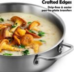 6-Quart Stainless Steel Saute Pan with Lid, 12-Inch Skillet, Dishwasher & Oven Safe, Works on All Cooktops - Image 4