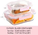 UMEIED 10 Pack Glass Food Storage Containers with Lids Leakproof, Airtight Glass Meal Prep Containers For Lunch, On The Go, Leftover, Dishwasher Safe - Image 3