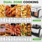 NutriChef 4 QT Air Fryer & Grill | 8-1 Preset Cook Modes | Transparent Fry Bowl for Best Cooking Results | Cook Shrimp, Steak, Fries, Wings & More | 4 QT Glass Air Fryer & 1.2 QT Grill | White - Image 3
