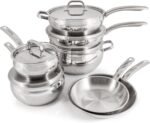 BergHOFF Belly Shape 18/10 Stainless Steel 12Pc Cookware Set, Metal Lids, Fast, Evenly Heat, Induction Cooktop Ready - Image 3