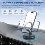 Strong Magnetic Phone Holder for Car & Desk, Compatible with MagSafe, Secure Lock, Universal 360° Rota-Table Car Phone Mount for Dashboard, Glass, Table, Carbon Fiber - Image 3