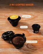 SHARDOR 3 in 1 Single Serve Coffee Machine, K Cup Coffee Maker Compatible with Ground Coffee & Teas, 6 to 14oz Brew Sizes, 40oz Removable Water Tank, Descale Settings, Black - Image 3
