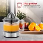 Holstein Housewares 27-oz Electric Citrus Juicer, Black/Stainless Steel - Ideal for Freshly Squeezed Orange, Lemon, Grapefruit Juices for Breakfast or Drinks - Image 3