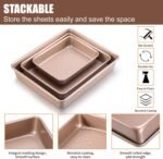 Deep Baking Pans Set Nonstick,Rectangle Cake Pan,Stackable Bakeware Set of 3,Oven Trays for Baking,Gold(9''/11''/13'') - Image 5