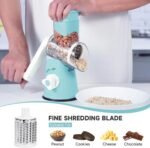 Rotary Cheese Grater, Cheese Grater Hand Crank with 3 Interchangeable Blades, Manual Cheese Shredder with Strong Suction Base, Easy to Use and Clean, Blue - Image 4