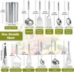 Stainless Steel Kitchen Utensils Set - 12pcs Cooking Utensils Set with Holder, Heat Resistant Kitchen Tool Set for Cooking with Turners, Potato Masher, Spatula, Spoons, Tongs, Whisk - Image 6
