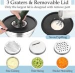 TeamFar Mixing Bowls, Stainless Steel Nesting Salad Bowls with Lids Set of 3 & 3 Grater Attachments, For Mixing/Serving/Storing, Non-toxic & Long-lasting, Size 4.6/3 / 1.5 QT, Black - Image 4