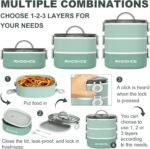 Lunch Box, Stackable 3 Layers Containers, Portable 94OZ Large Capacity Leakproof Bento Box with Spoon & Fork & Sauce Boxes, Microwave Safe Lunch Box for Kids and Adults - Image 4