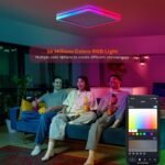 Smart LED Ceiling Light WiFi, 13in RGB Flush Mount Lighting Fixture with Remote, Compatible with Alexa Google Home, Low Profile Ceiling Light for Bedroom, Kitchen, Square White - Image 3