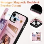 UEEBAI Wallet Case for iPhone 13 with Card Holders, PU Leather Cover Kickstand RFID Blocking Double Magnetic Clasp Rilievo Flower Shockproof Flip Case for Women Girls - Tree Vine - Image 5