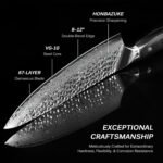 KYOKU Chef Knife - 8"- Shogun Series Japanese Style VG10 Steel Core Hammered Damascus Blade Kitchen Knife - with Sheath & Case - Image 4
