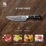 KYOKU Chef Knife - 8"- Shogun Series Japanese Style VG10 Steel Core Hammered Damascus Blade Kitchen Knife - with Sheath & Case - Image 5