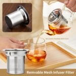 Glass Teapot with Removable Infuser, 20 oz/600ml Glass Tea Pot Small Borosilicate Tea Steeper Kettle with Loose Leaf Tea Strainer For Flower Blooming Tea, ClearTea Maker Pitcher - Image 5