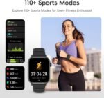 Smart Watch Sports Pedometer, Fitness Tracker Bluetooth Call Heart Rate Blood Oxygen Sleep Monitor,100 Sports Modes Waterproof for iOS Android Men's Women's Smart Watch (Black) - Image 4