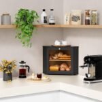 Corner Bread Box for Kitchen Countertop, Black Bread Storage Container for Homemade Bread, Two Layer Breadbox under Cabinet Mount, Large Bread Holder for Kitchen Counter, Pantry Shelf - Image 3