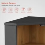Corner Bread Box for Kitchen Countertop, Black Bread Storage Container for Homemade Bread, Two Layer Breadbox under Cabinet Mount, Large Bread Holder for Kitchen Counter, Pantry Shelf - Image 5