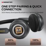 Monster N-Tune MINI 01 Wireless On-Ear Headphones - Bluetooth 6.0 Wireless Audio Gear, 50-Hour Continuous Playback, Ergonomic & Lightweight Construction, Hands-Free Telephony (Black) - Image 3