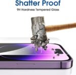amFilm Easiest Installation OneTouch for iPhone 14 Pro [6.1 Inch] Screen Protector Tempered Glass, Auto-Alignment Tech, Bubble Free and Full Coverage Case Friendly, Anti-Scratch 2 Pack - Image 4