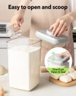 Ankou Airtight Food Storage Container with Pop Lid & 130ml Scoop, 4L/4.2qt *2 BPA-Free Cereal, Rice, Flour, Pasta & Snack Container, Stackable & Durable,Kitchen Pantry Organizer - Image 3
