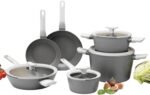 BergHOFF Leo 10Pc Non-stick Ceramic Cookware Set With Glass Lid, Cast Aluminum, Non-toxic, CeraGreen Nonstick Coating, Stay-cool Handle, Induction Pots and Pans, Grey - Image 3