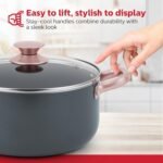Holstein housewares 5QT Ceramic Non-Stick Casserole, Family Size Stock Pot, Stainless Steel Dual Handles & Glass Lid. Universal Base, Induction Compatible. Use to Marinate, Cook & Serve - Image 5