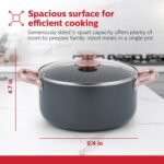Holstein housewares 5QT Ceramic Non-Stick Casserole, Family Size Stock Pot, Stainless Steel Dual Handles & Glass Lid. Universal Base, Induction Compatible. Use to Marinate, Cook & Serve - Image 6