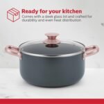 Holstein housewares 5QT Ceramic Non-Stick Casserole, Family Size Stock Pot, Stainless Steel Dual Handles & Glass Lid. Universal Base, Induction Compatible. Use to Marinate, Cook & Serve - Image 7