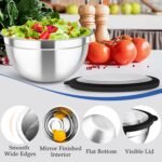 TeamFar Mixing Bowls, 4.5/3/1.5 QT Stainless Steel Nesting Salad Bowls with Airtight Lids, For Serving/Mixing/Storing/Prepping, Non-Toxic & Sturdy, Visible & Easy Clean, Black, Set of 3 - Image 4