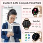 Smart Watches for Women Answer/Make Call, 1.19" AMOLED Smartwatch with Bluetooth for Android iOS Phones, IP68 Waterproof Fitness Tracker with Heart Rate SpO2 Sleep Monitor, Rose Gold - Image 3