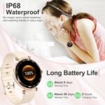 Smart Watches for Women Answer/Make Call, 1.19" AMOLED Smartwatch with Bluetooth for Android iOS Phones, IP68 Waterproof Fitness Tracker with Heart Rate SpO2 Sleep Monitor, Rose Gold - Image 7