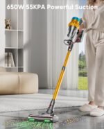 Cordless Vacuum Cleaner, 650W/55KPA/70 Mins Vacuum Cleaners for Home with Self-Standing, Anti-Tangle Brush, Smart Display and 1.8L Cup Cordless Stick Vacuum Cleaner for Pet Hair/Carpets - Image 3