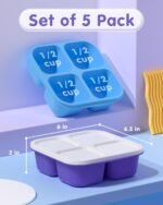 5 Pcs Bento Snack Containers, Reusable 4 Compartment Divided Food Storage Containers, Divided Lunchable Container for School, Work and Travel (5 Color) - Image 3