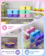5 Pcs Bento Snack Containers, Reusable 4 Compartment Divided Food Storage Containers, Divided Lunchable Container for School, Work and Travel (5 Color) - Image 4