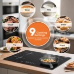 30" 4-Burner Built-in Induction Cooktop 6600W, Countertop Electric Stove with Touch Control, 9 Power Levels, Timer & Child Lock, Easy-Clean Black Glass Surface (220–240 V) - Image 4