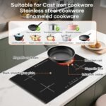 30" 4-Burner Built-in Induction Cooktop 6600W, Countertop Electric Stove with Touch Control, 9 Power Levels, Timer & Child Lock, Easy-Clean Black Glass Surface (220–240 V) - Image 5