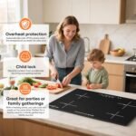 30" 4-Burner Built-in Induction Cooktop 6600W, Countertop Electric Stove with Touch Control, 9 Power Levels, Timer & Child Lock, Easy-Clean Black Glass Surface (220–240 V) - Image 6