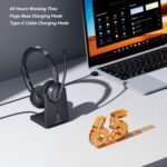 LEVN Wireless Headset, Wireless Headset with Mic for Work, AI Noise Cancelling, 65 Hrs Working Time, Bluetooth Headphones with Microphone from Computer/Call Center/Teams - Image 3