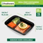 Freshware Meal Prep Containers [15 Pack] 1 Compartment Food Storage Containers with Lids, Bento Box, BPA Free, Stackable, Microwave/Dishwasher/Freezer Safe (28 oz) - Image 5